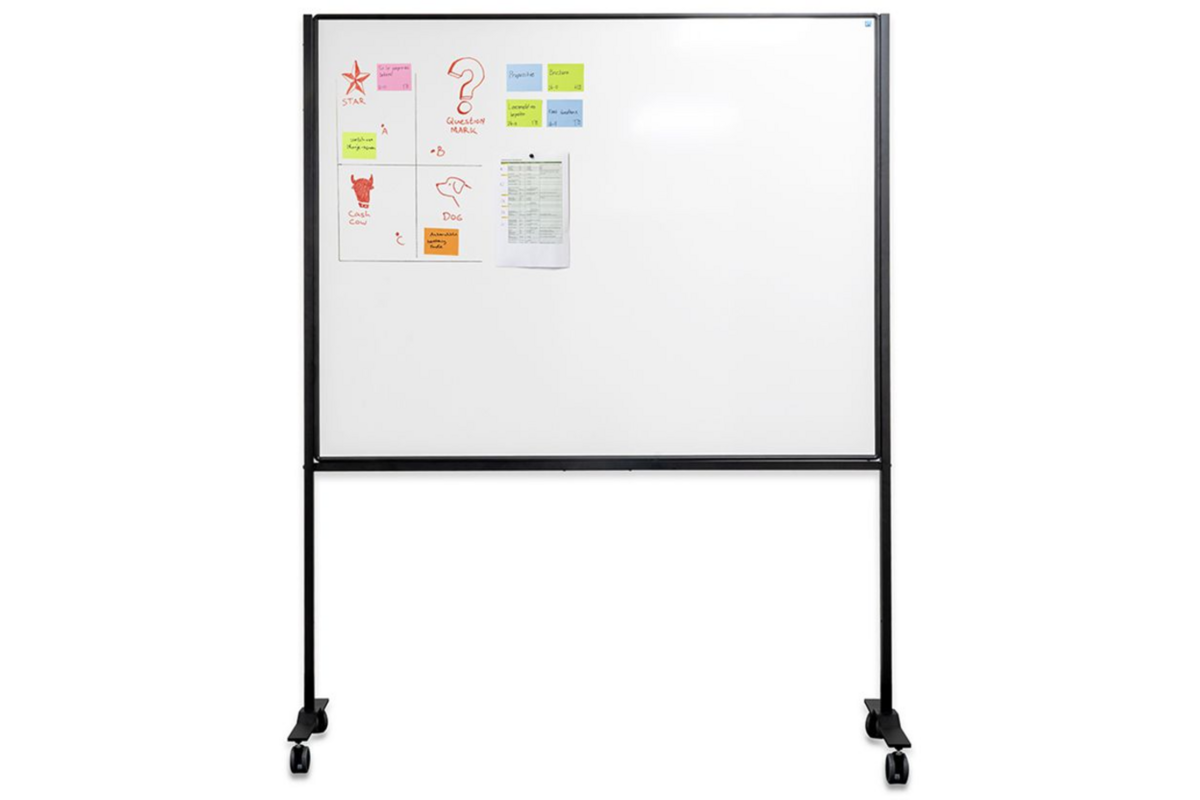 Verrijdbaar Work Board, emailstaal wit, 120x150 cm