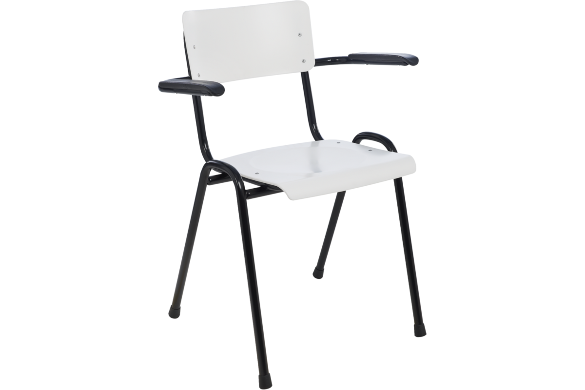 Stoel Easy, kunststof rug en zitting met armleggers