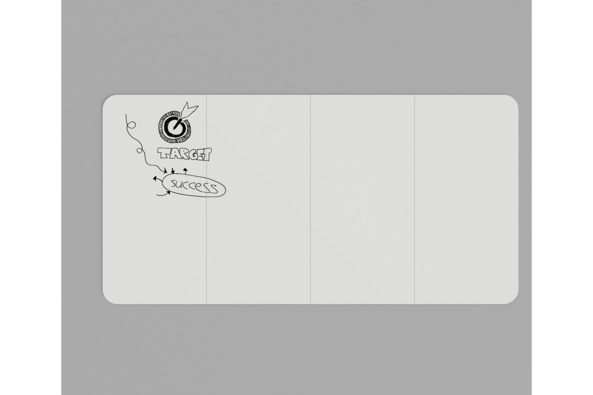 Whiteboard VisuWall met zwarte rand en afgeronde hoeken,  392 × 198 cm