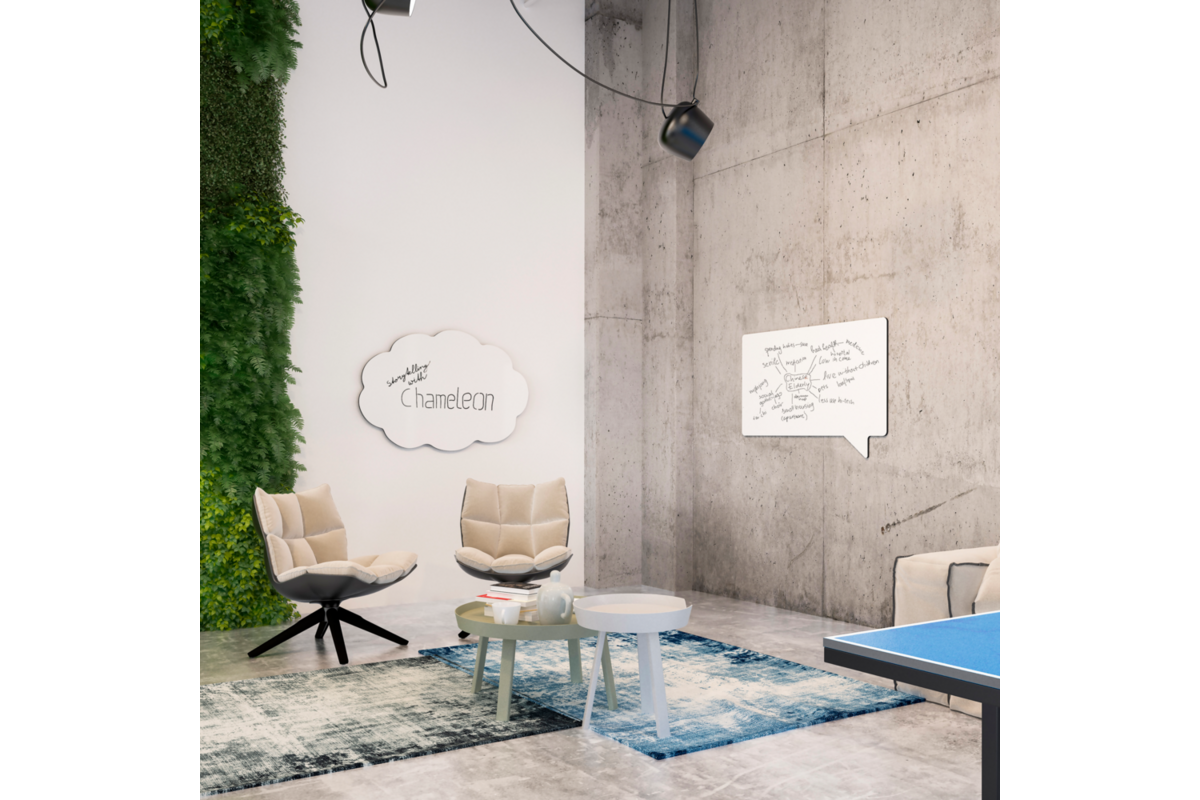 Whiteboard Chameleon emaille gedachtenwolk met zwarte rand 58 × 88 cm
