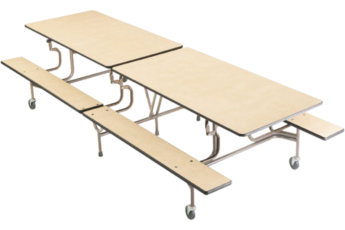 Rechthoekige tafel met banken, 366 x 68 cm (LxH)
