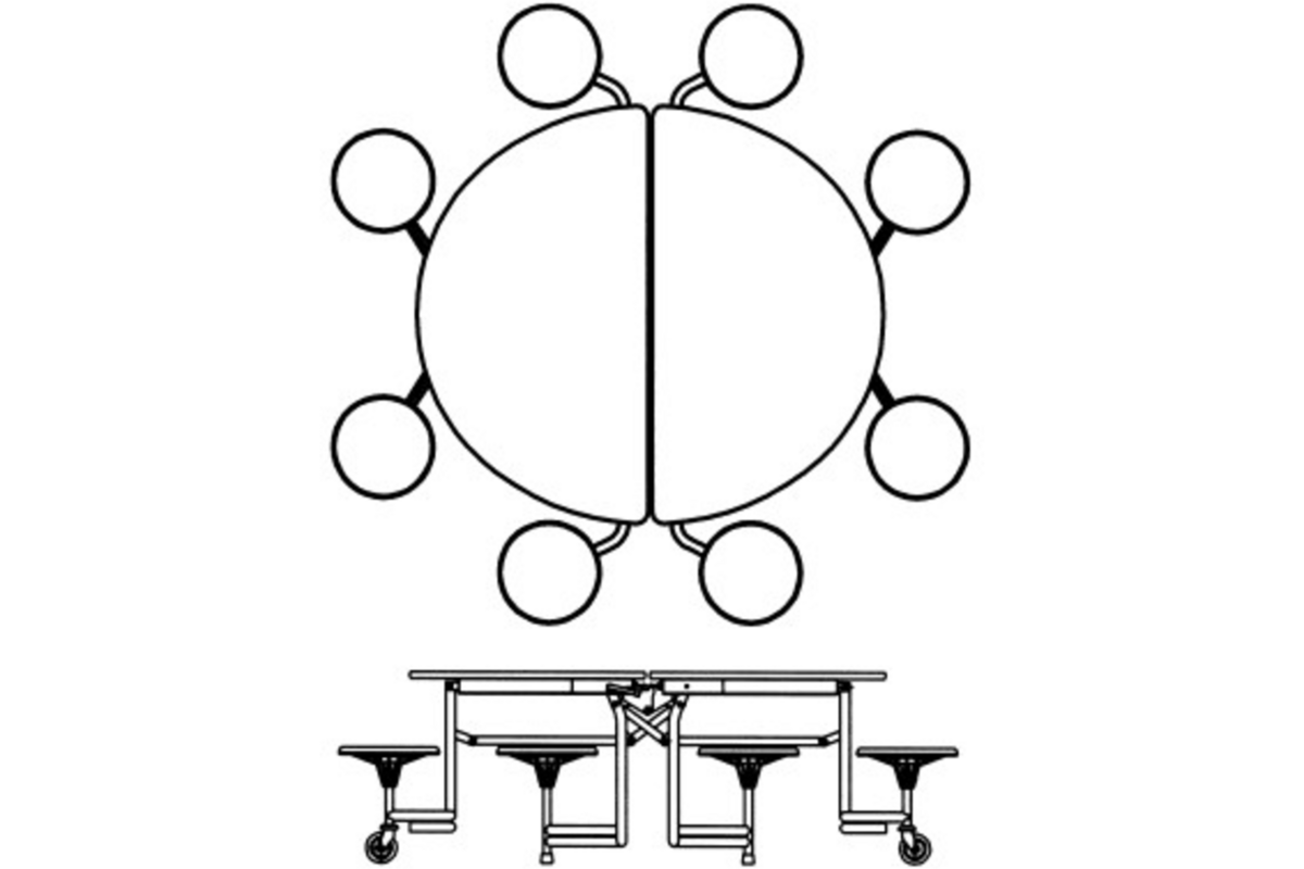 Ronde tafel, 8-zitter H61 136cm x 153cm x 61cm