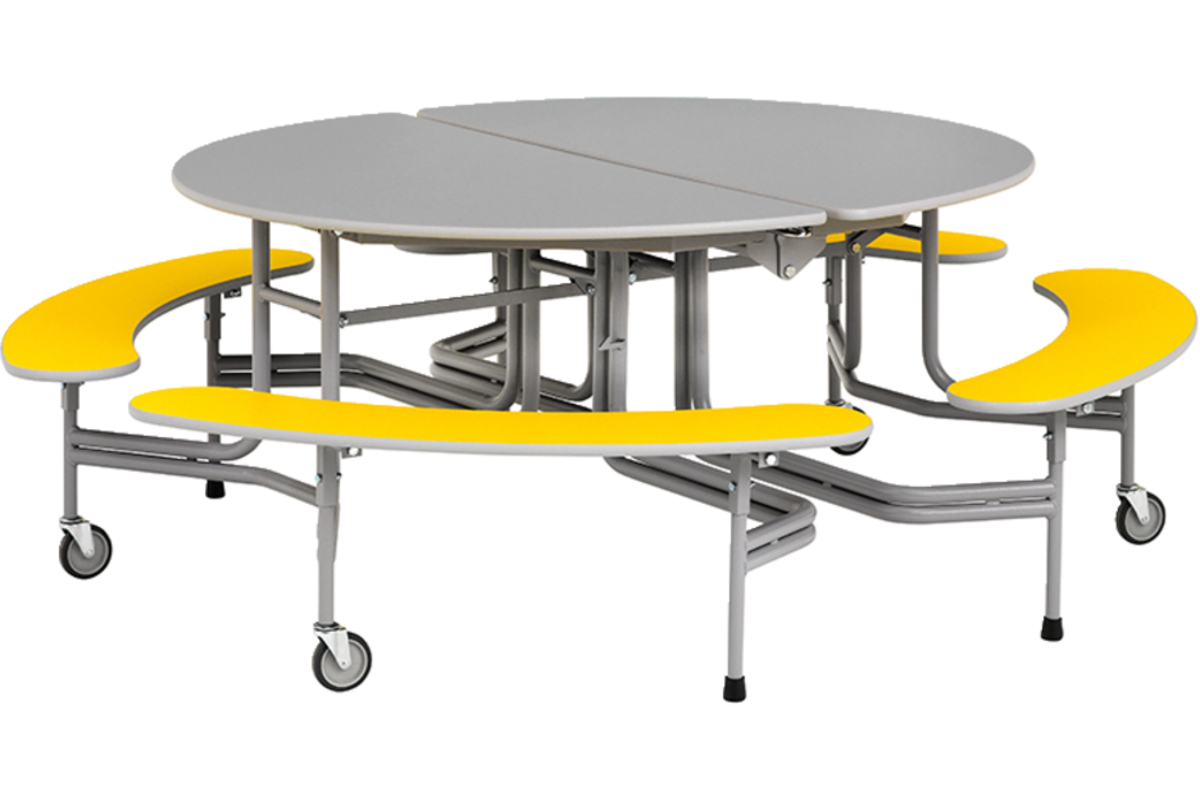 Ronde tafel met banken, 8-zitter H61 136cm x 153cm x 61cm
