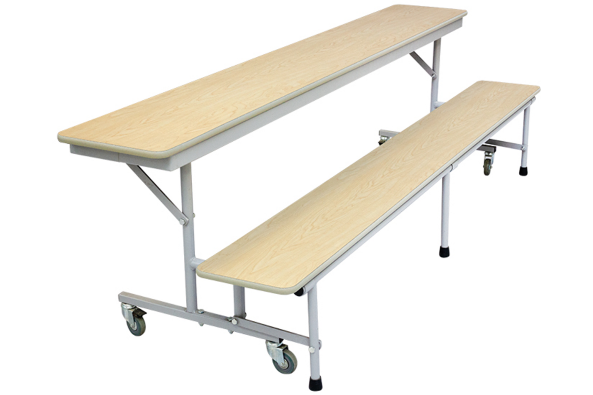 3-in1 tafel/zitbanken, H74 244cm x 74cm (zithoogte 42,5cm)