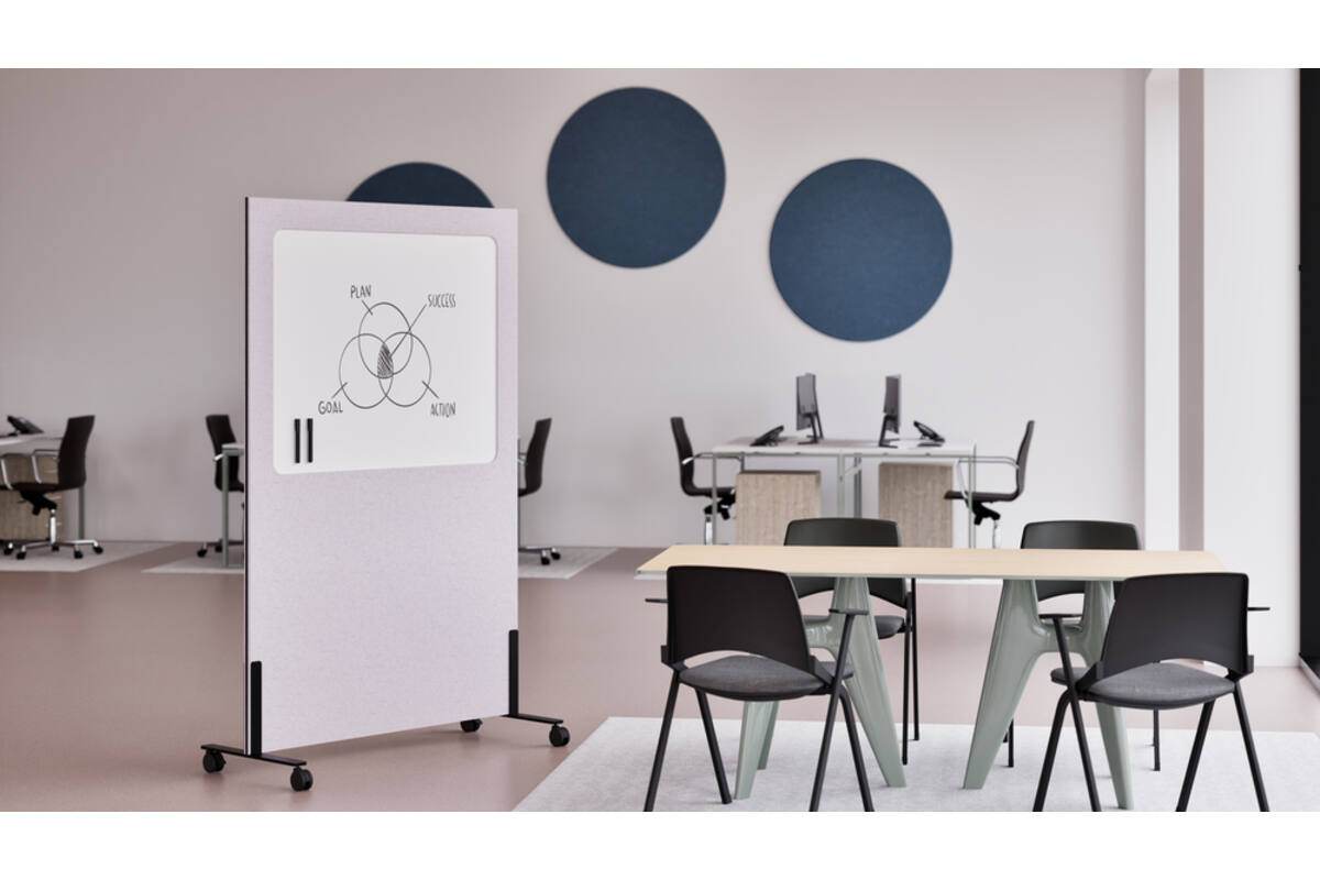 Akoestische whiteboard Silva, 200 x 120 cm, Lichtgrijs, verrijdbaar