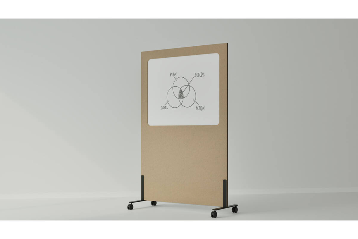 Akoestische whiteboard Silva, 200 x 120 cm, Beige, verrijdbaar
