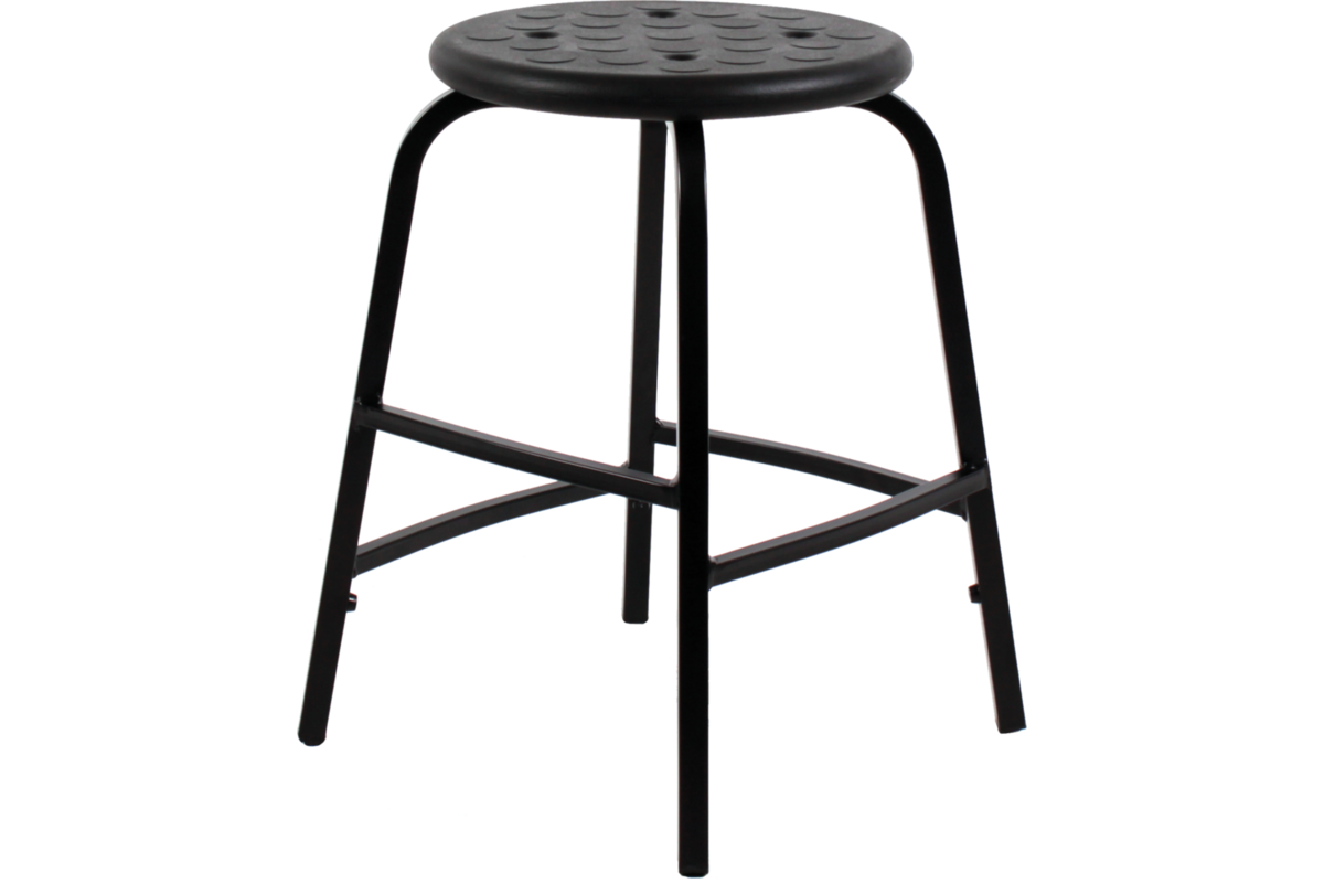 Taboeret 50H verspr. steunen, frame zwart, zitting PUR zwart