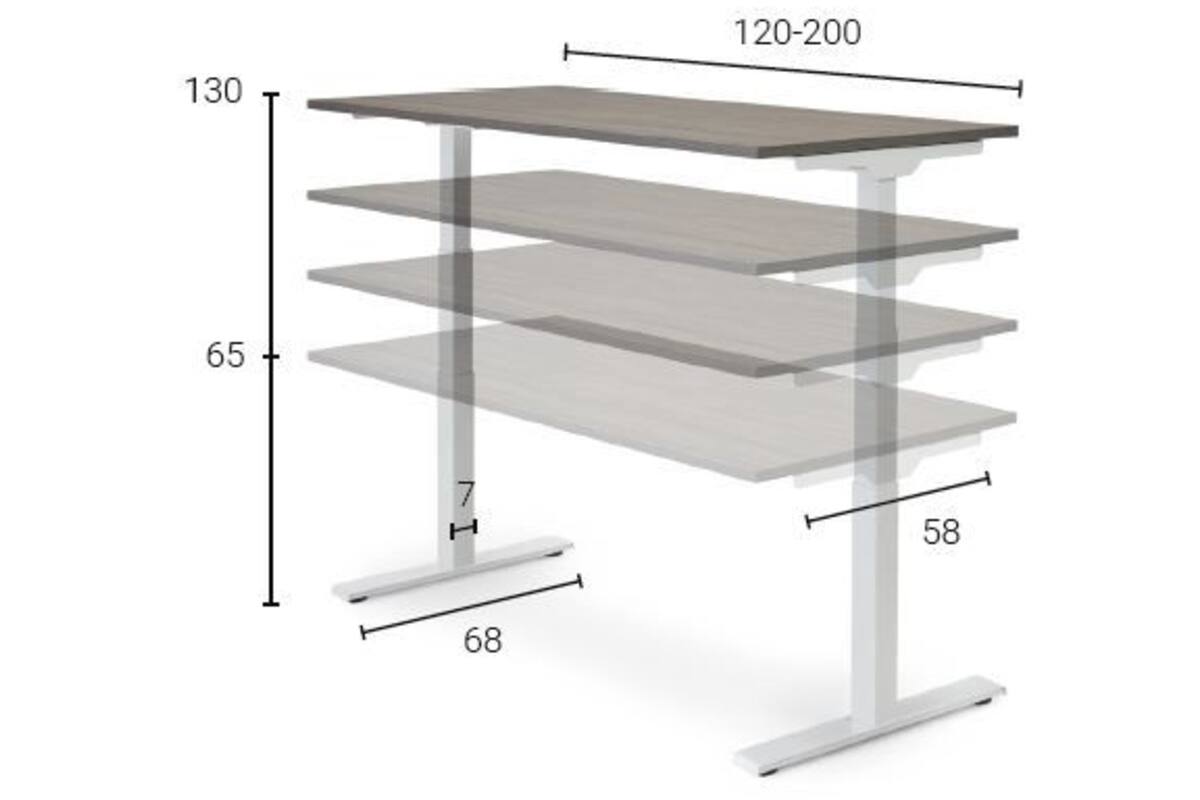 Bureau Flex 3+, Oak medium, onderstel Shadow grey, 160x80 cm