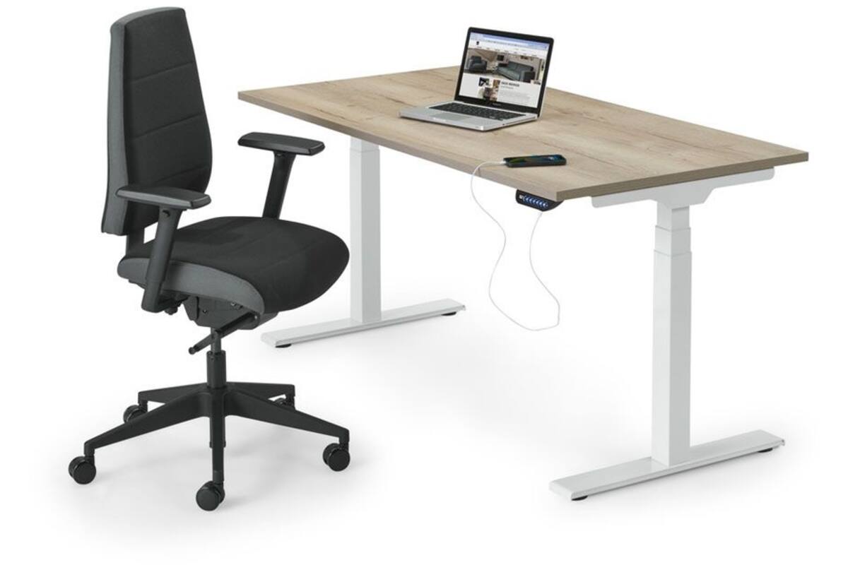 Bureau S-Line, Oak light, onderstel wit, 160x80 cm