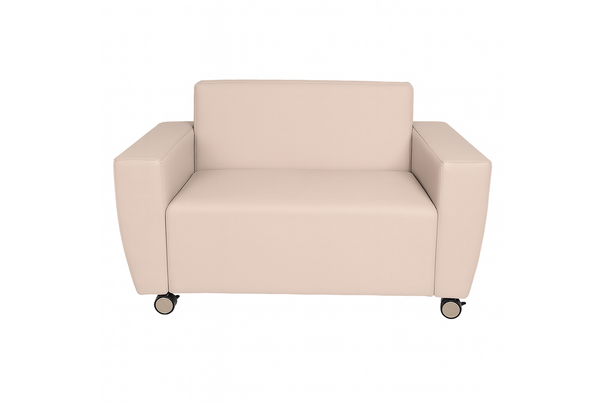 Bank Rolo 1,5-zits Loveseat, geremde wielen, stof 8x 32M1983 kiezelbeige