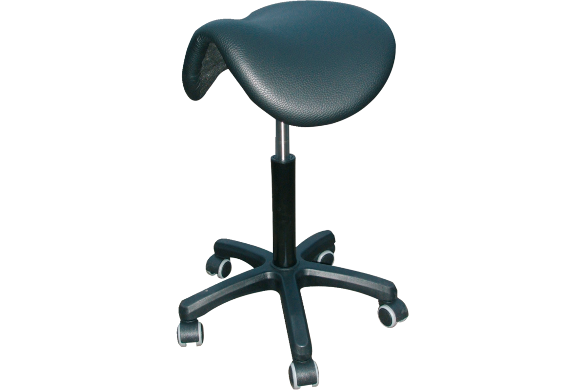 Zadelstoel neig- en verstelbaar van 52 t/m 67 cm, PUR zwart, voet zwart