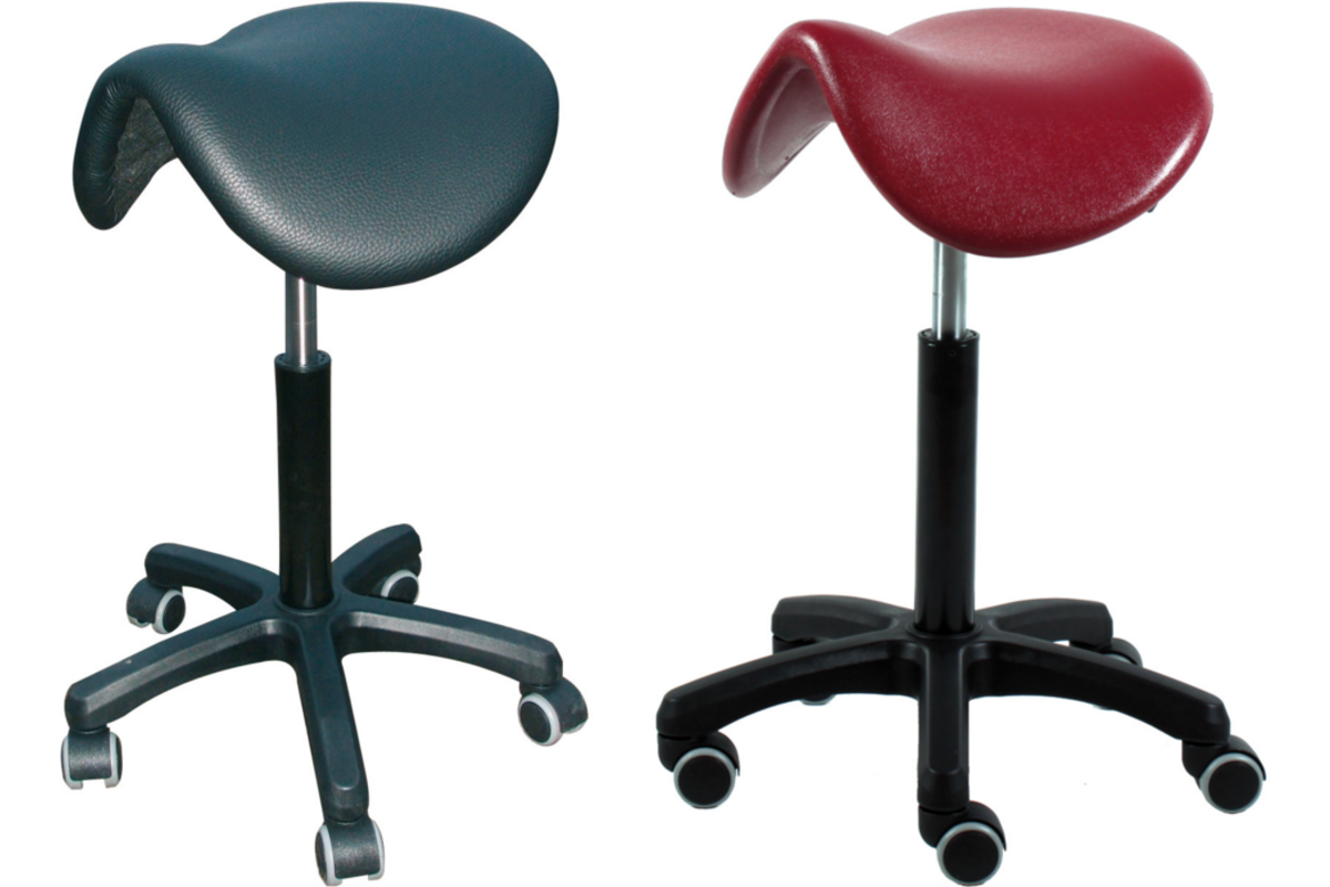 Zadelstoel neig- en verstelbaar van 52 t/m 67 cm, PUR zwart, voet zwart