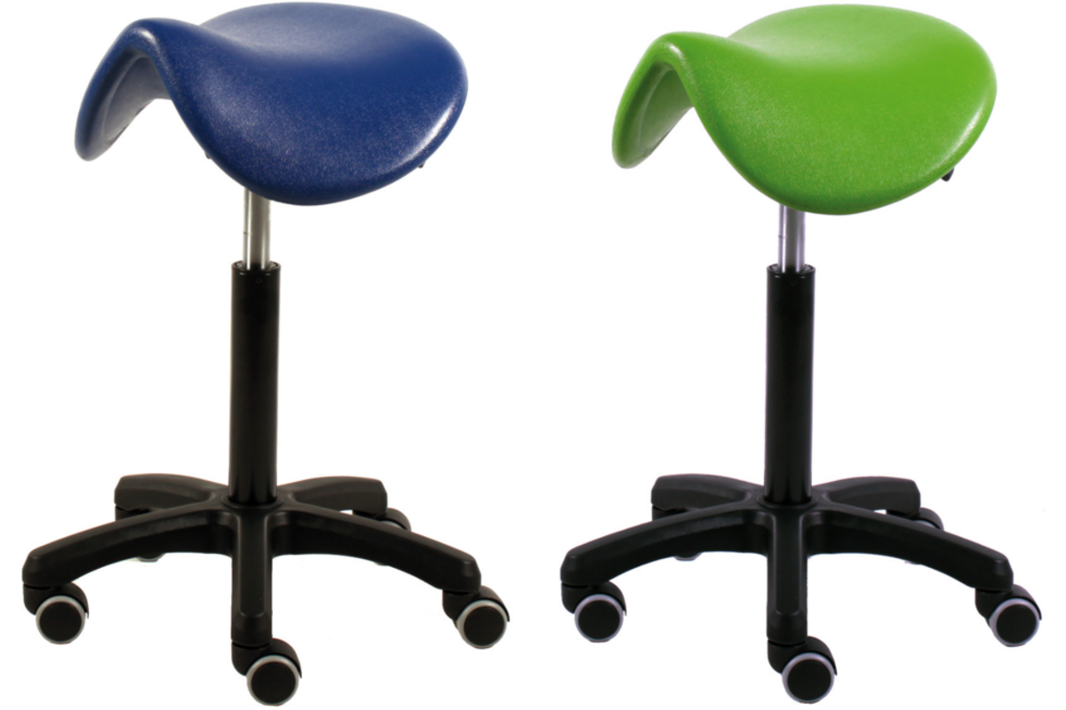 Zadelstoel neig- en verstelbaar van 52 t/m 67 cm, PUR groen, voet zwart