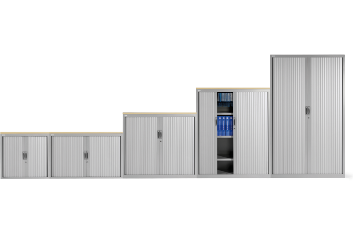Roldeurkast NG 198 x 120 x 45 cm voorzien van 4 legborden