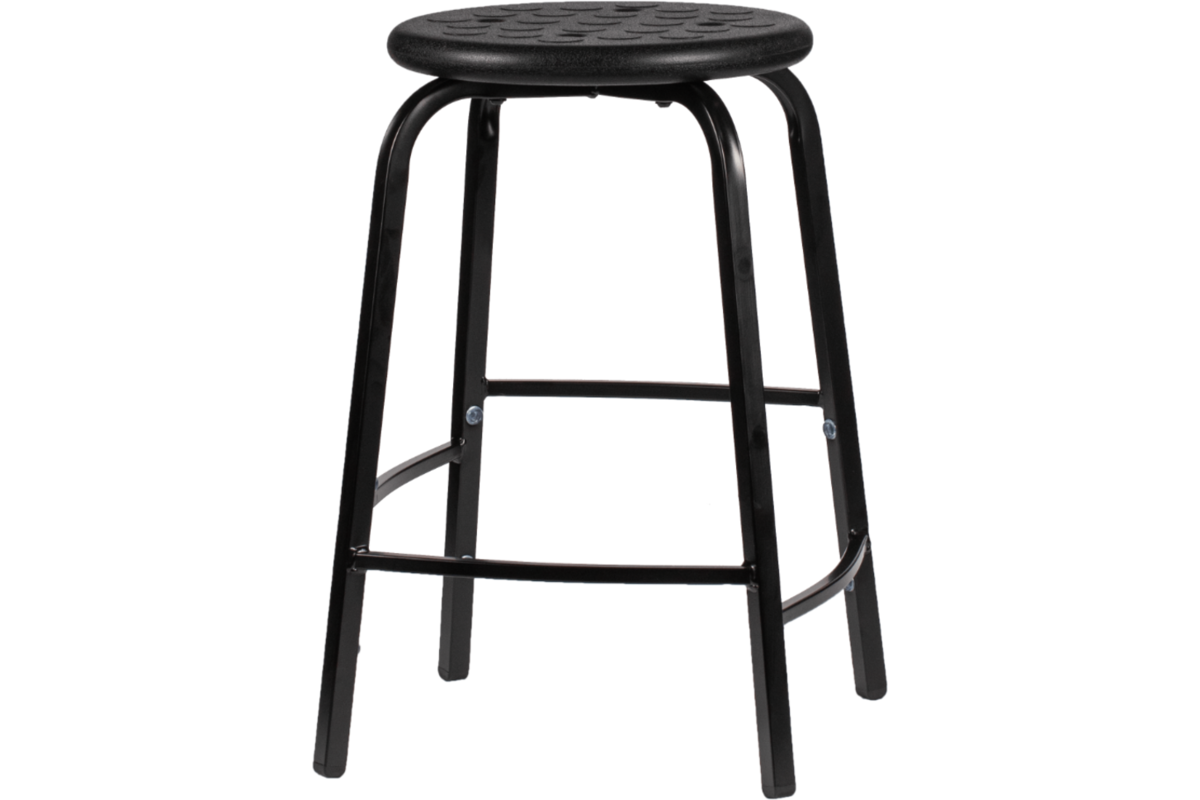 Taboeret zithoogte 50, frame zwart, zitting zwart (PUR)
