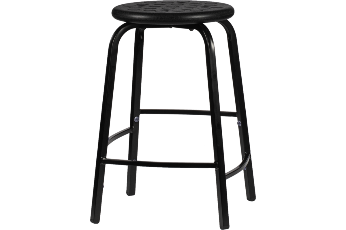 Taboeret zithoogte 65, frame zwart, zitting zwart (PUR)