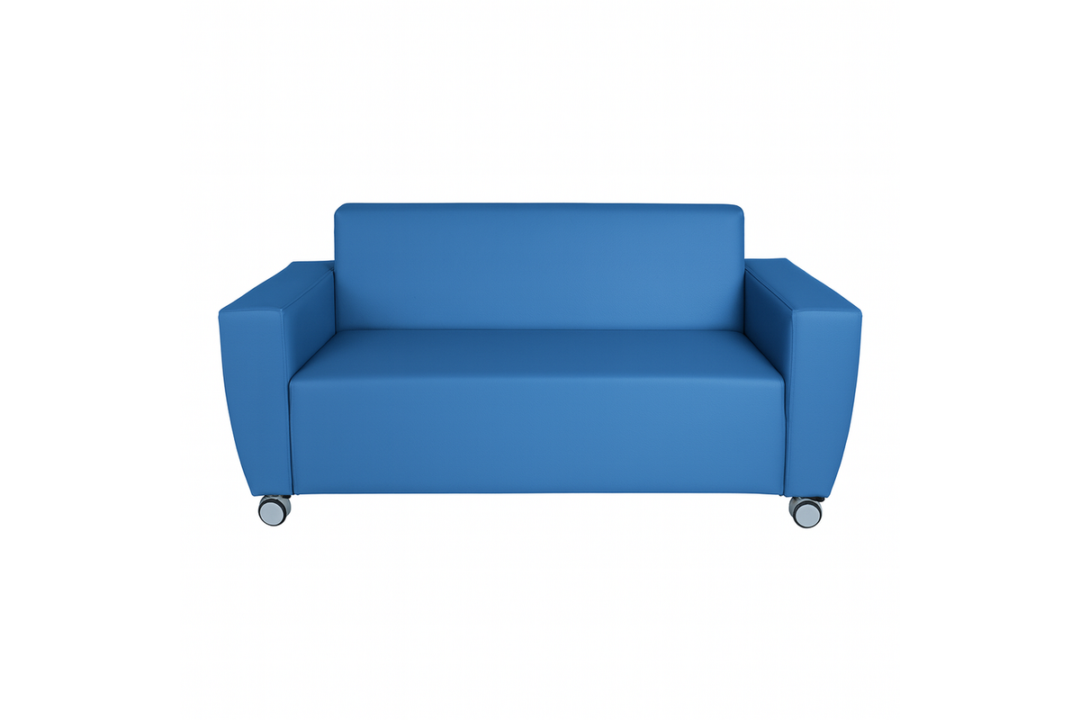 Bank Rolo 2-zits, geremde wielen, stof 8x 32M4122 trend blauw