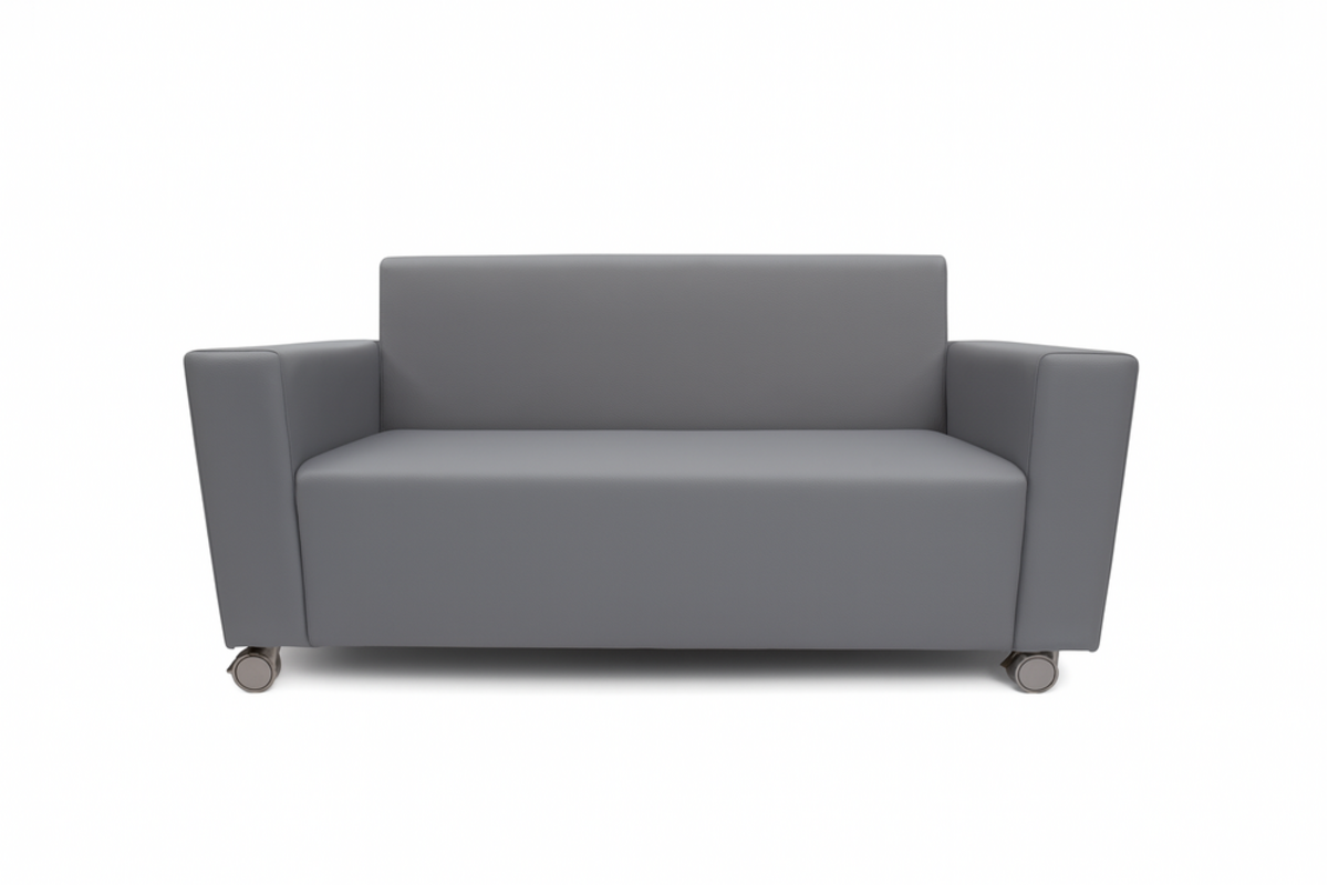 Bank Ray 2-zits, 4 geremde wielen, stof 7x 32M1566 grijs
