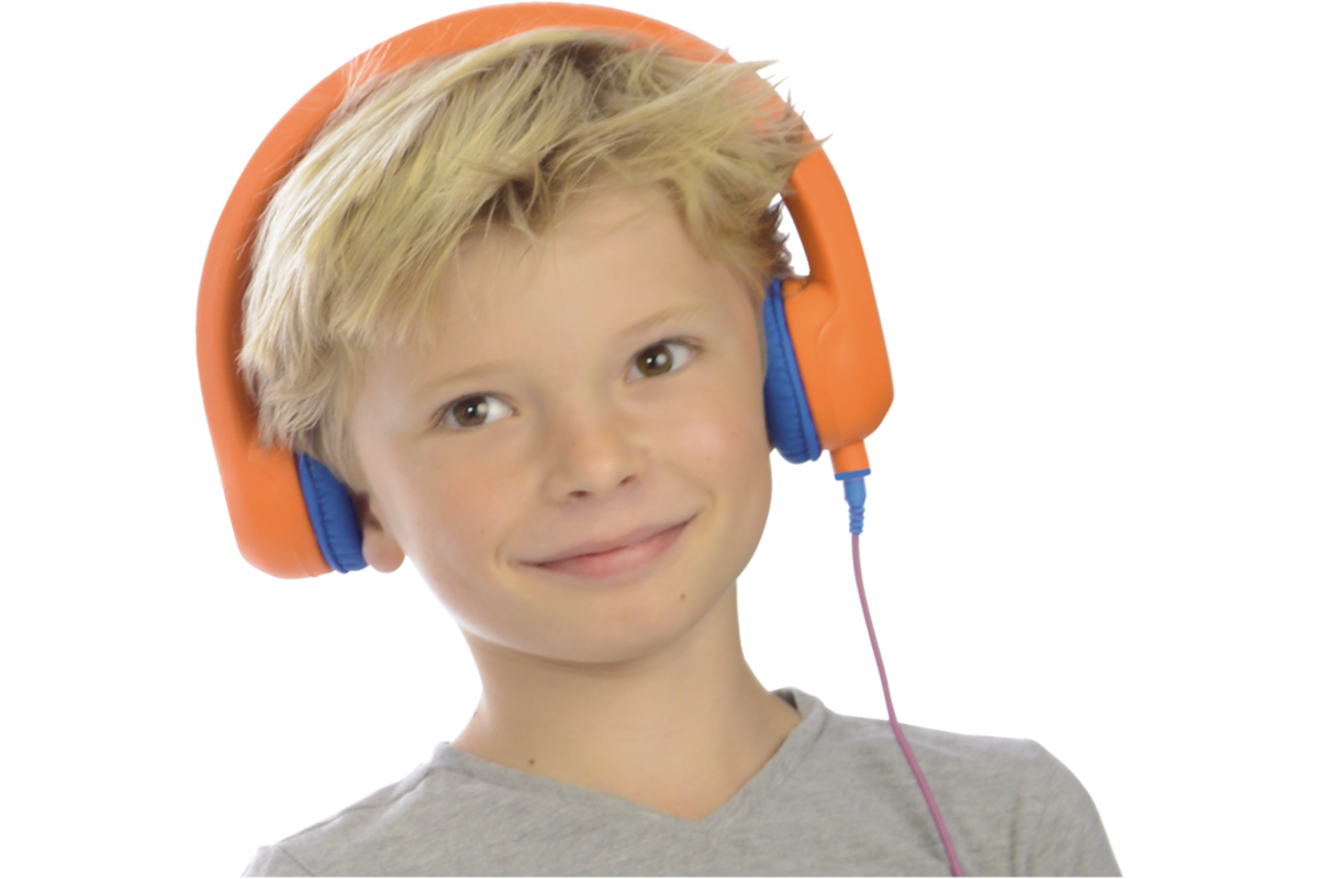 Safe 'n Sound hoofdtelefoon oranje, met afneembare textiel kabel