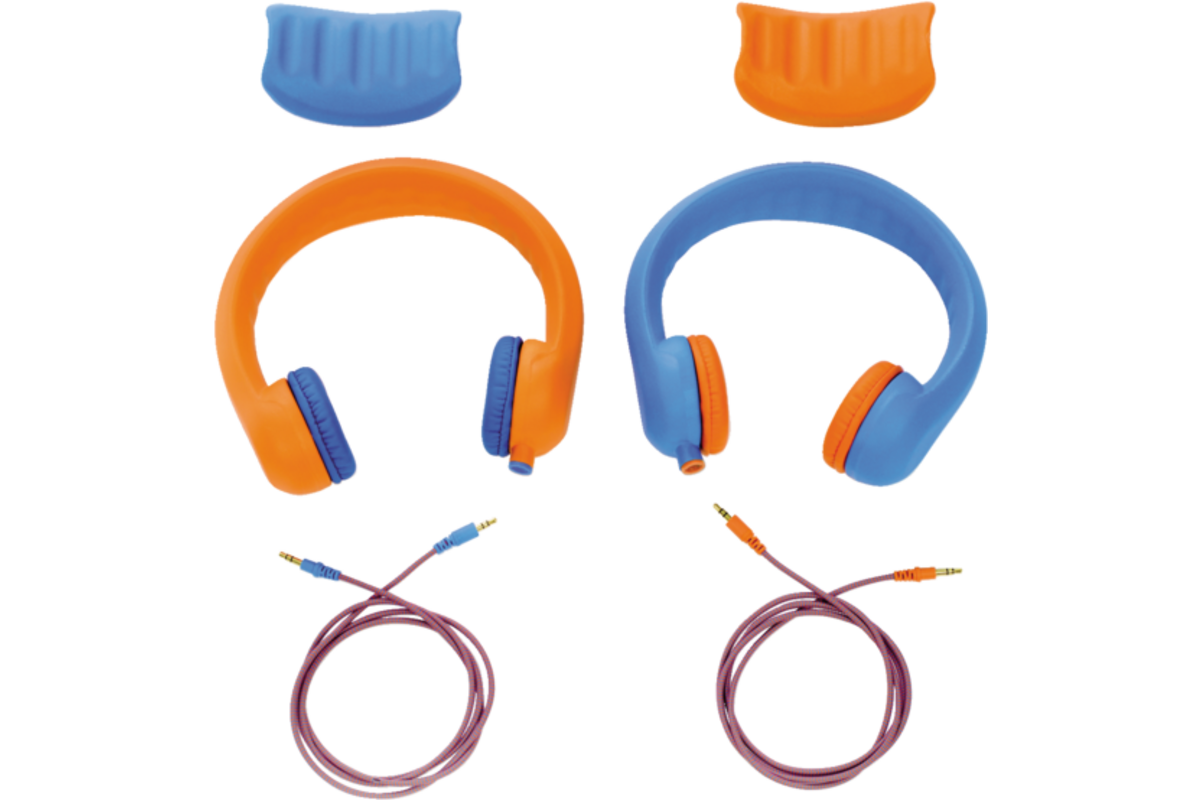 Safe 'n Sound hoofdtelefoon set van 6 st. (blauw/oranje) + 3 extra kabels