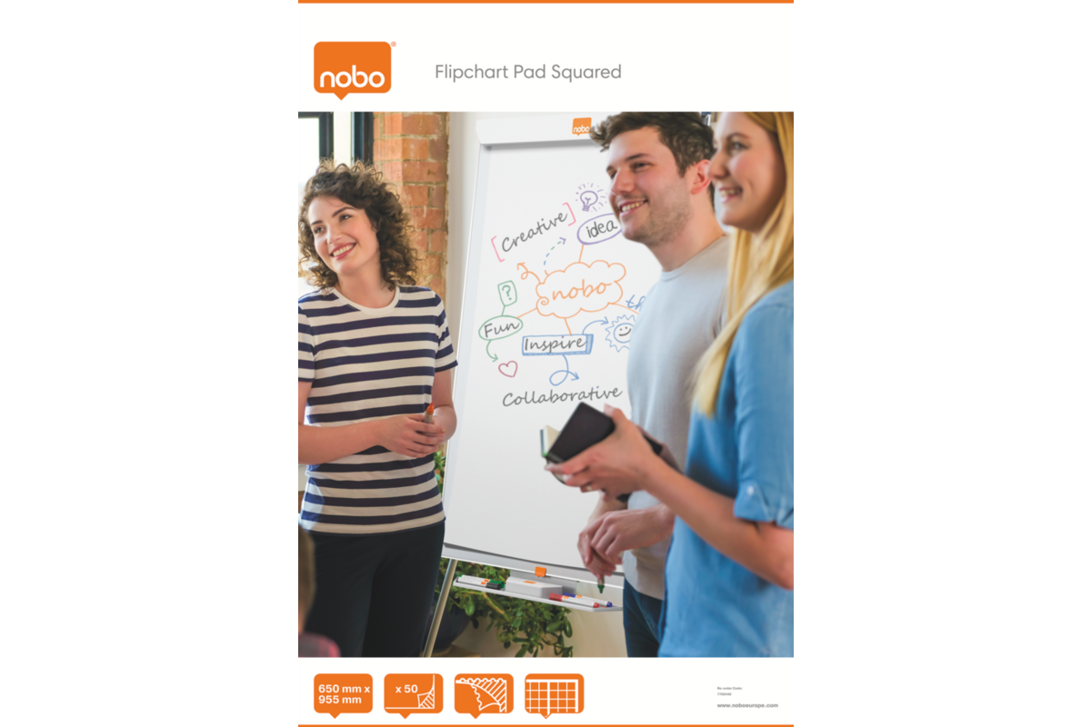 Flipoverblok Nobo geruit 650x955mm, 50 vel