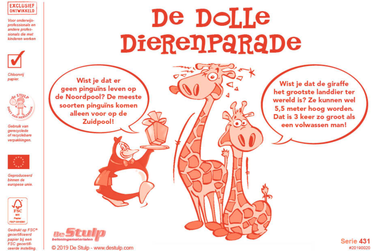 Beloningsstickers 431 dolle dieren parade, 35 motieven, 700 stuks