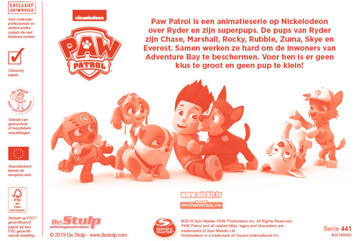 Beloningsstickers 441 Paw Patrol, 35 motieven, 700 stuks