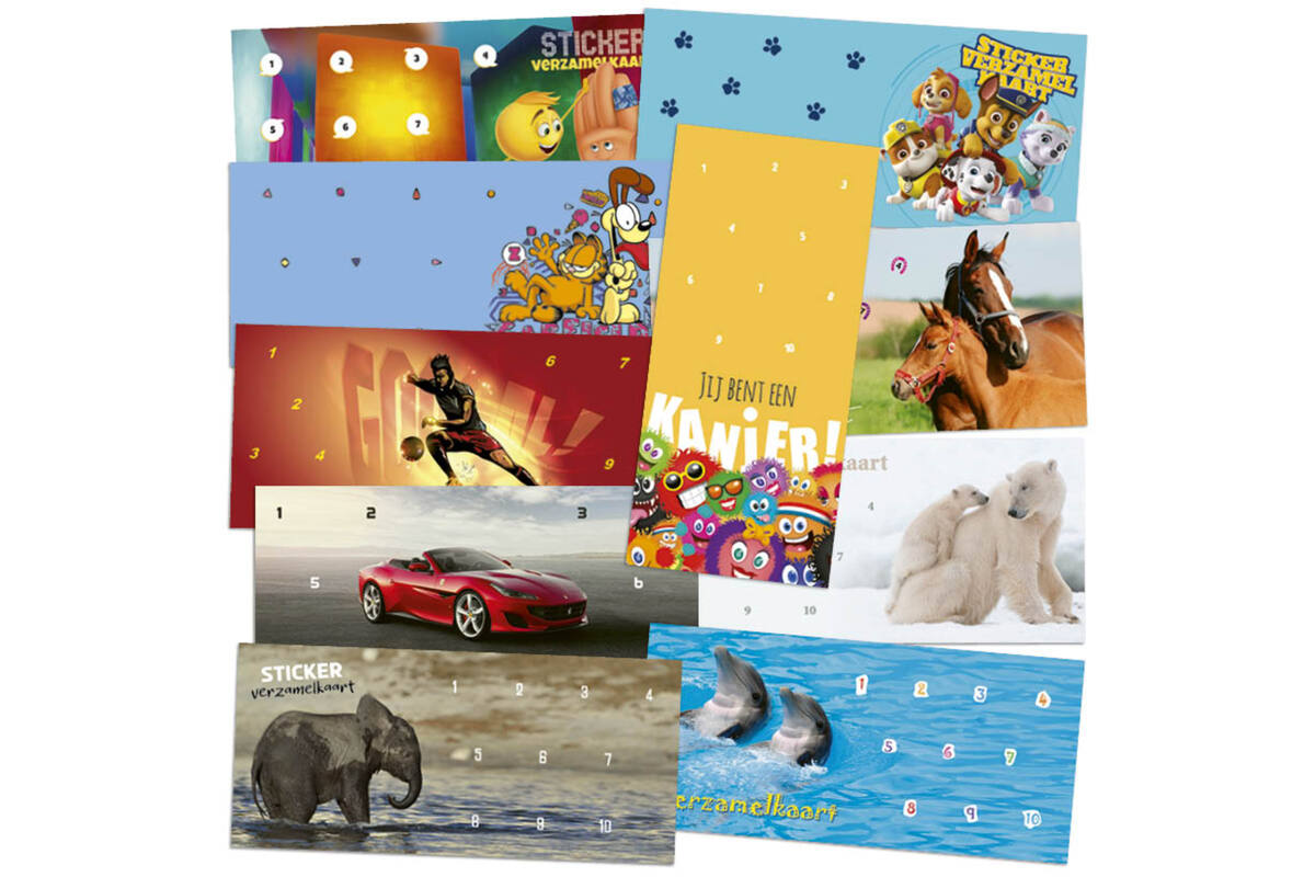 Verzamelkaarten klassenpakket 790 assorti, 10 motieven, 50 stuks