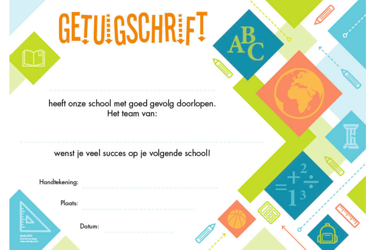 Getuigschrift 2510 schooliconen, 10 stuks