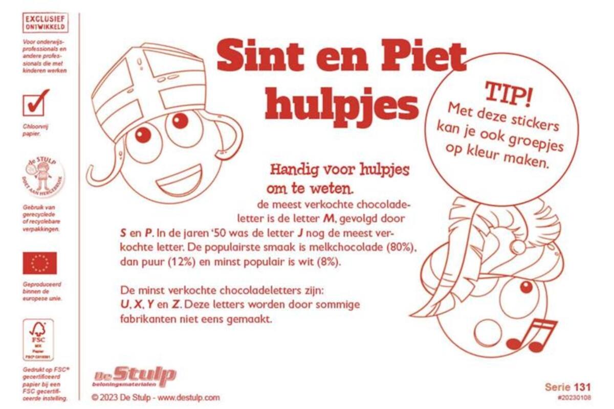 Hulpjesstickers Sint en Piet 131, 80 stuks