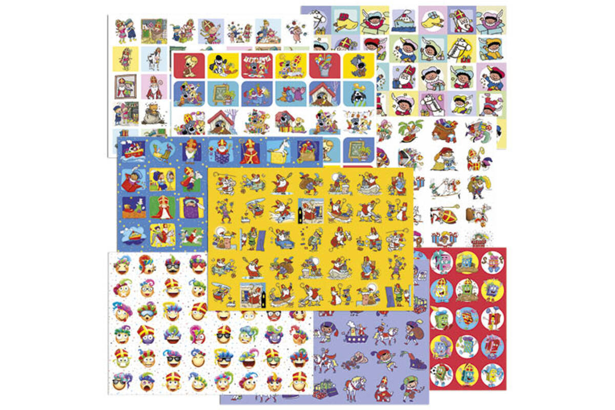 Beloningsstickers mixserie Sint 319008, 15 motieven per vel, 720 stuks