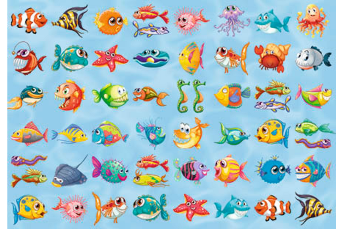 Beloningsstickers 414 kleurige vissen, 48 motieven, 960 stuks