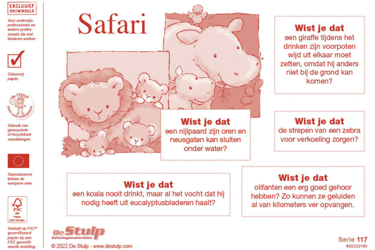 Beloningsstickers 117 Safari 35 motieven, 700 stickers
