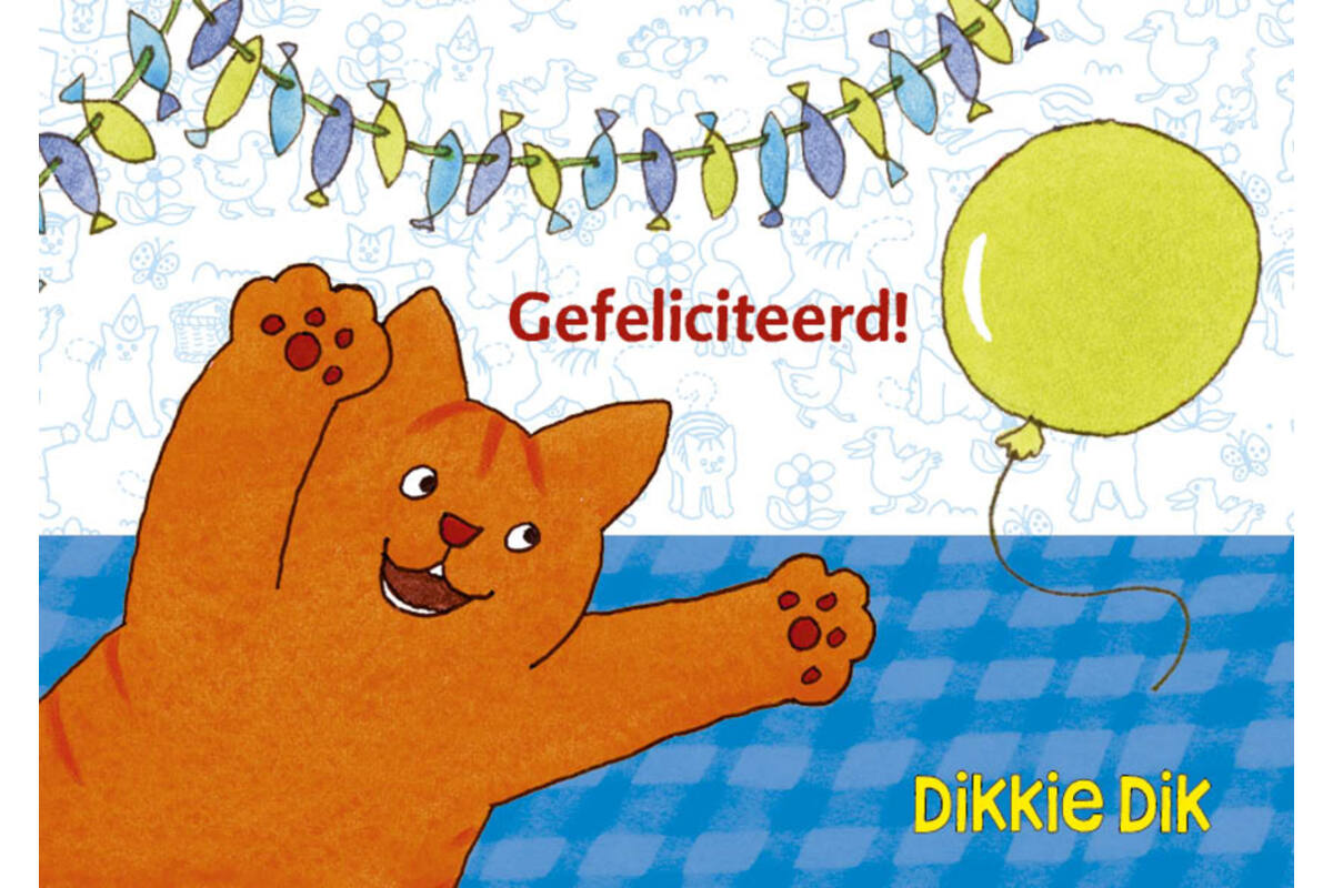 Miniposters Dikkie Dik gefeliciteerd 1112 4 motieven, 20 stuks