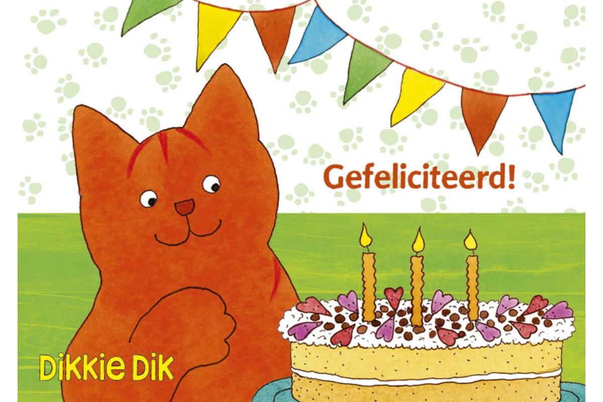 Miniposters Dikkie Dik gefeliciteerd 1112 4 motieven, 20 stuks