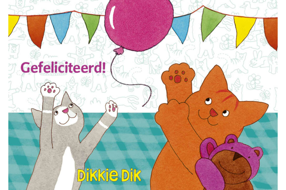 Miniposters Dikkie Dik gefeliciteerd 1112 4 motieven, 20 stuks