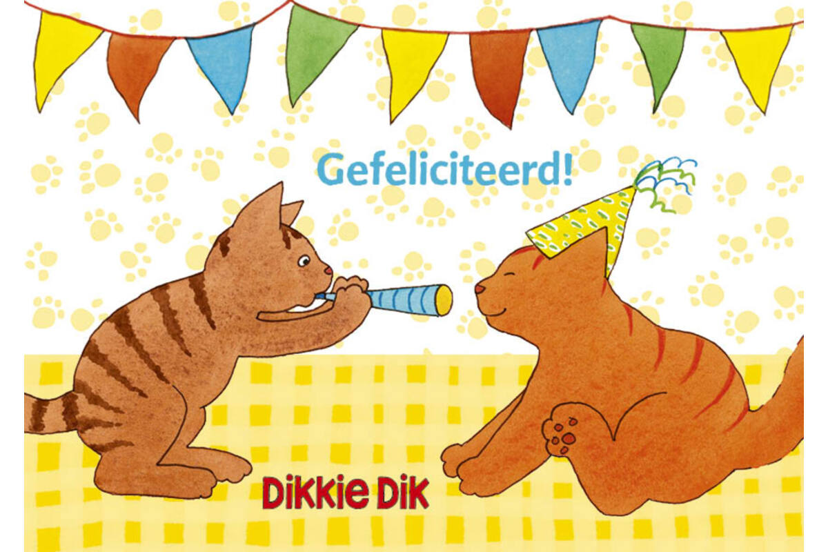 Miniposters Dikkie Dik gefeliciteerd 1112 4 motieven, 20 stuks