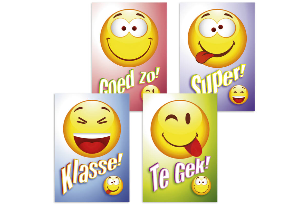 Beloningskaarten Smileys met teksten 4480, 4 motieven, 96 stuks