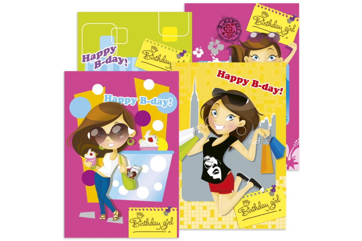 Miniposters Hippe Meiden 802, 20 stuks 4 motieven, 20 stuks