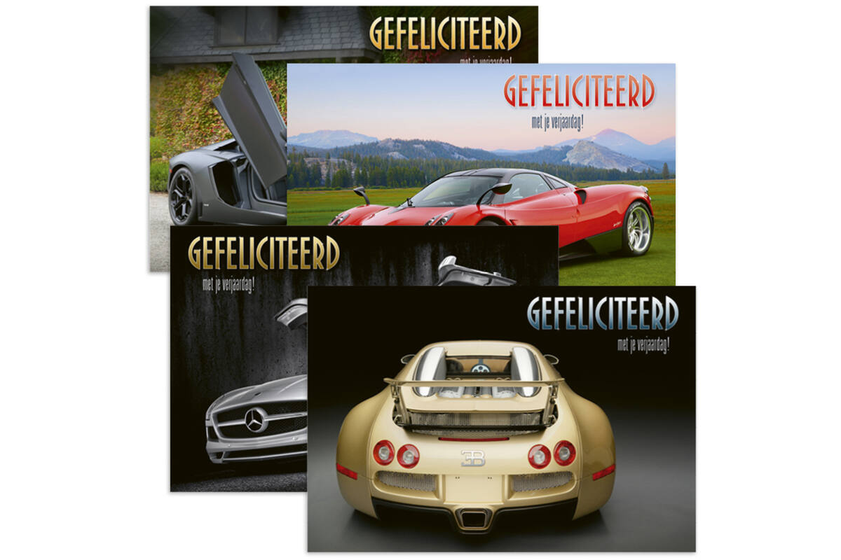 Miniposters Sportwagens 853 4 motieven, 20 stuks