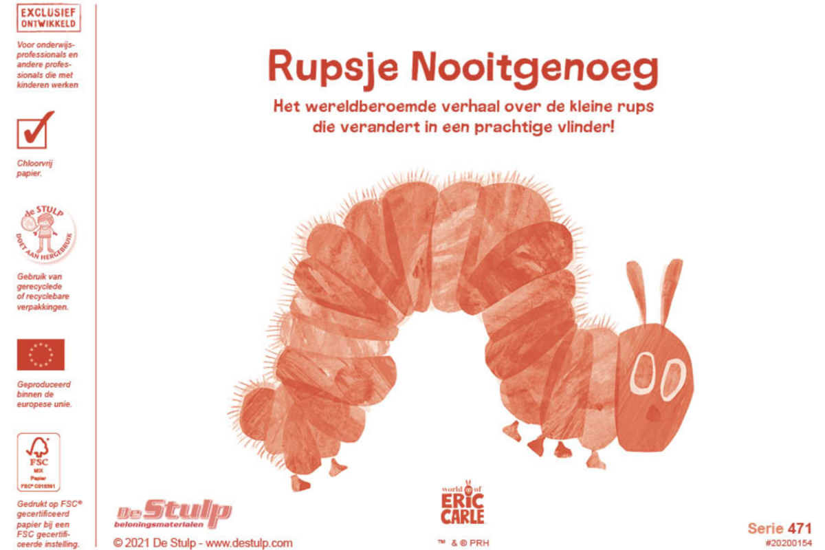 Beloningsstickers 471 Rupsje Nooitgenoeg, 36 motieven, 720 stuks
