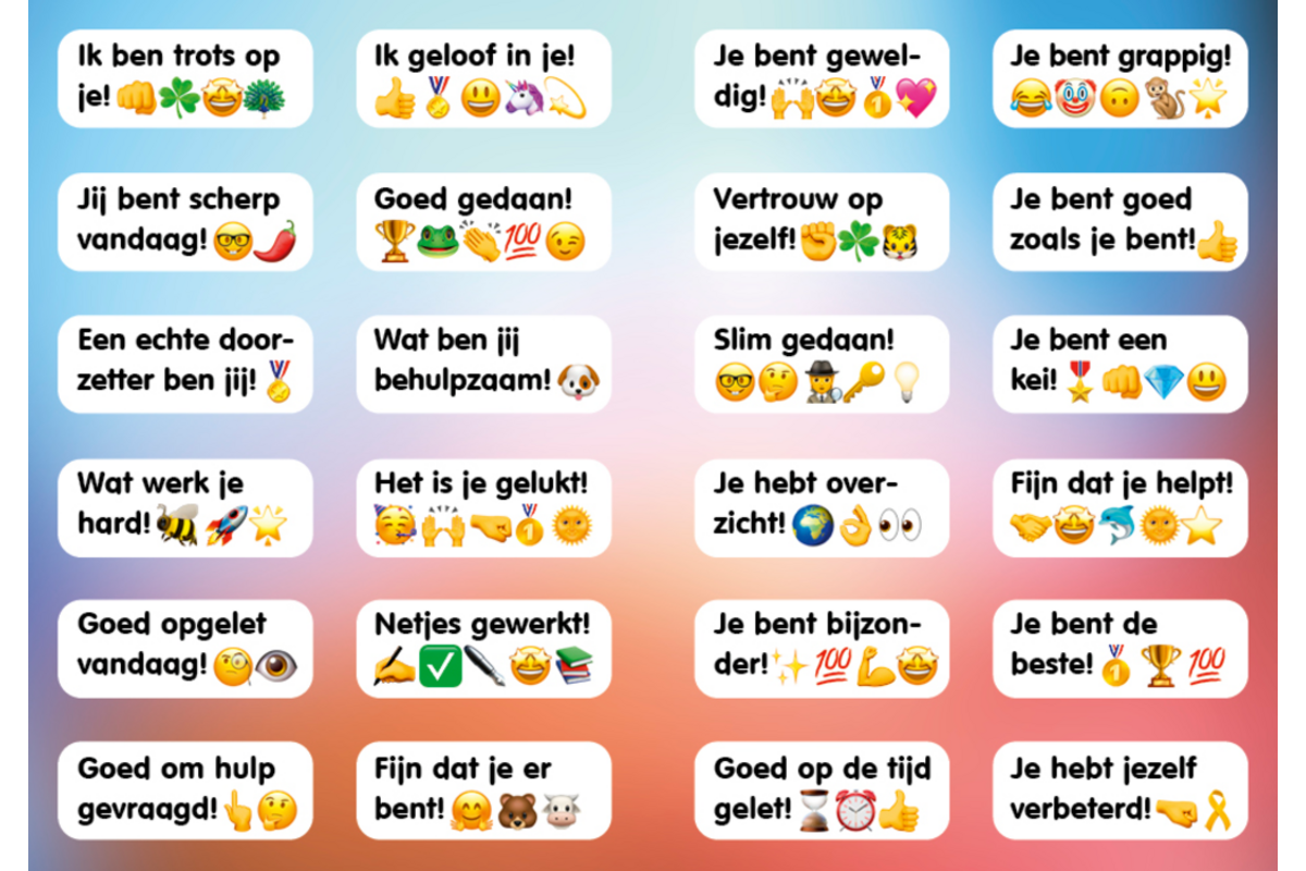Beloningsstickers 483 complimenten, 24 motieven, 480 stuks