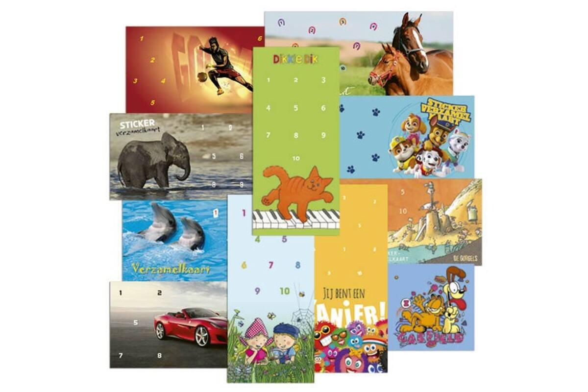 Mix verzamelkaarten 789: 11 motieven 10 x 21 cm, 22 stuks