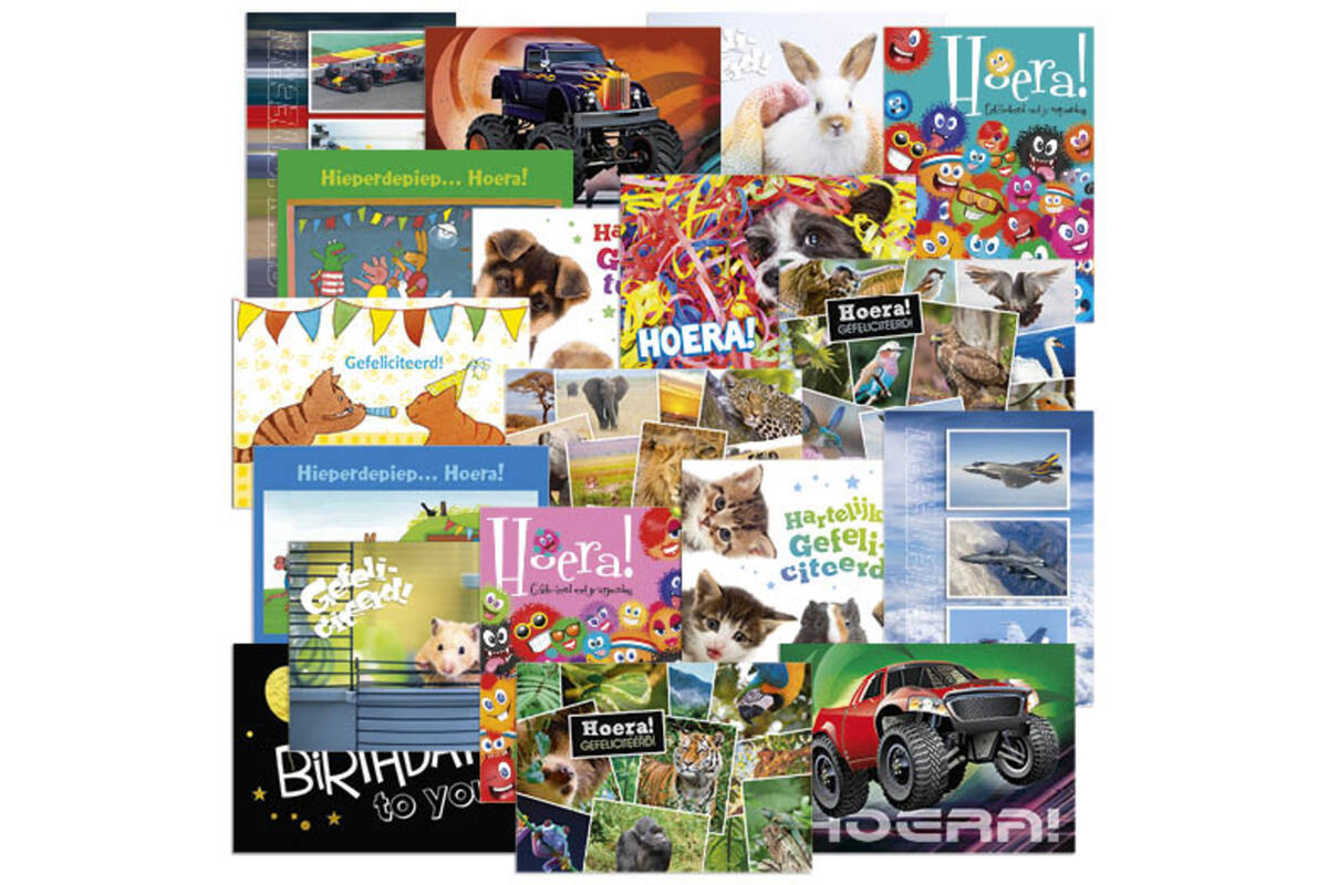 Miniposters Felicitatieteksten Mix 1106, 18 motieven, 18 stuks