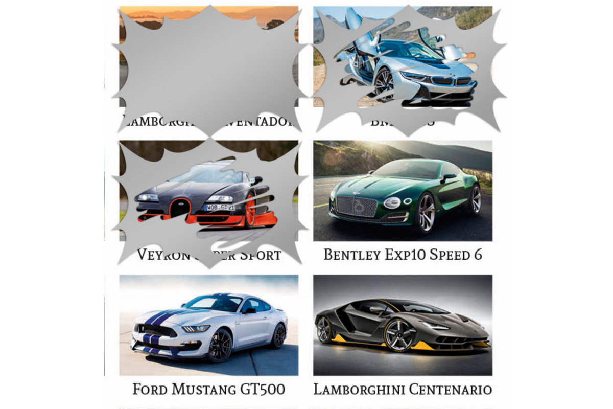 Krasstickers 585 sportcars, 36 motieven, 540 stuks