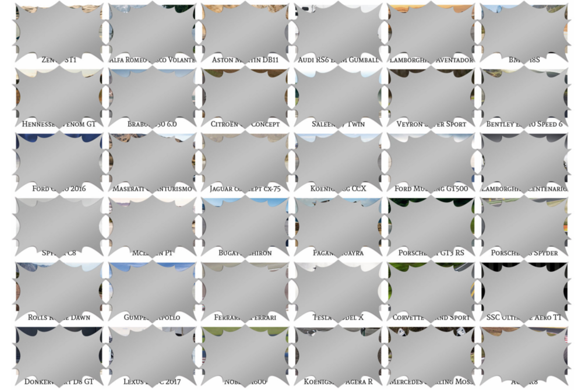 Krasstickers 585 sportcars, 36 motieven, 540 stuks