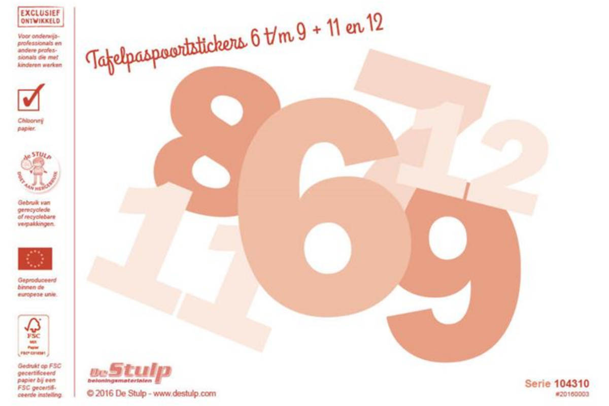 Beloningsstickers tafel 6-9 + 11-12
