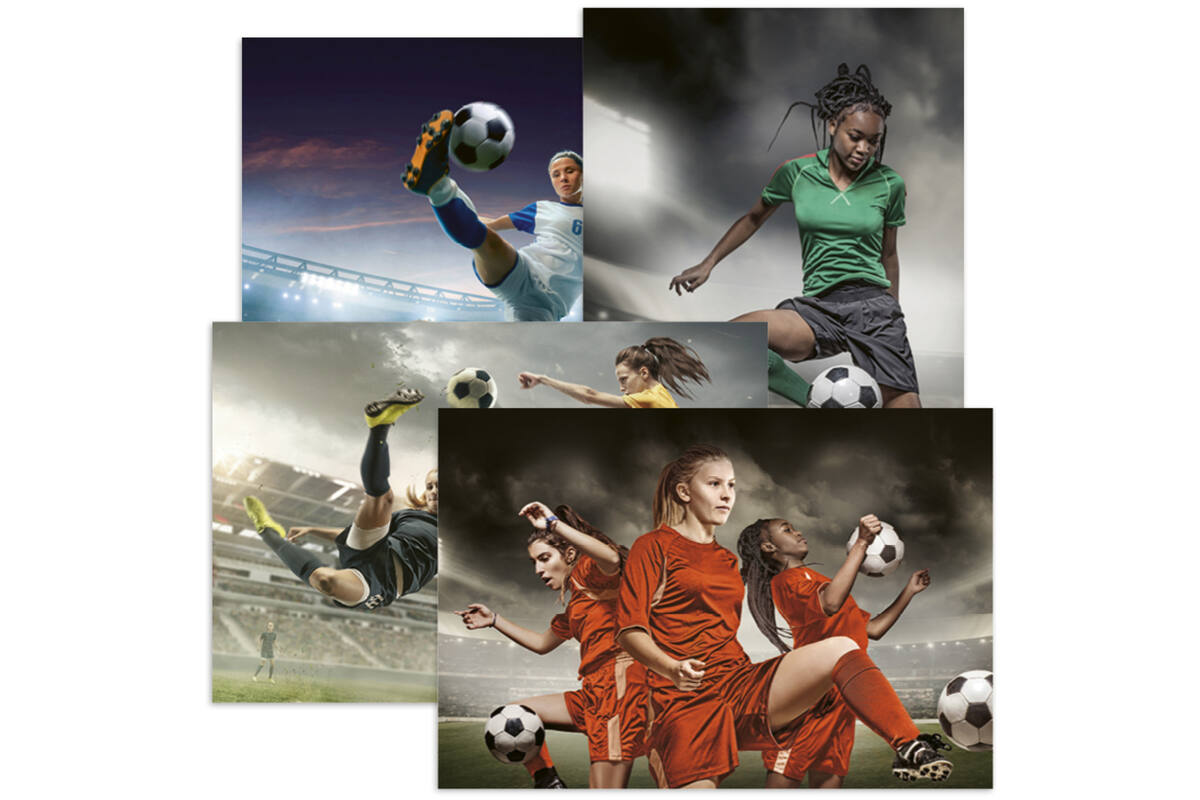 Miniposter 1089 Voetbalmeiden 4 motieven, 20 stuks
