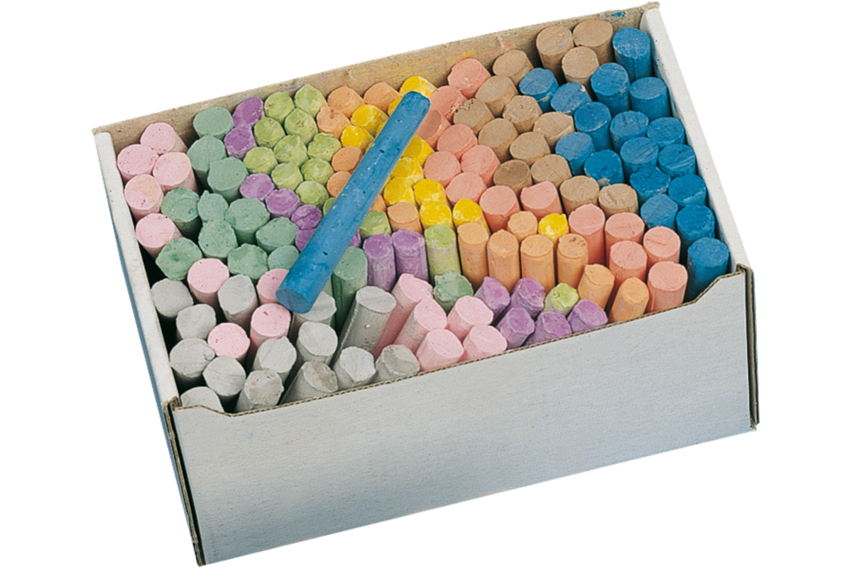Bordkrijt assorti kleuren stofvrij, 144 stuks