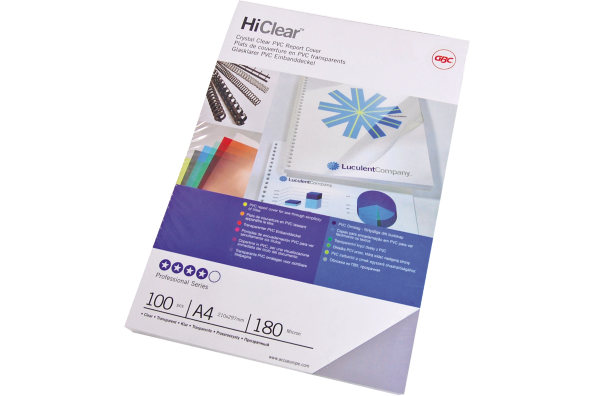 Inbindomslag A4 transparant PVC 180 micron, 100 stuks